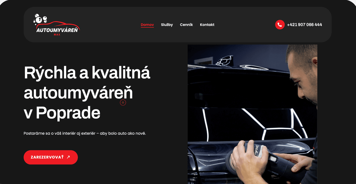 Webová stránka pre firmu TATRY WASH, s.r.o.