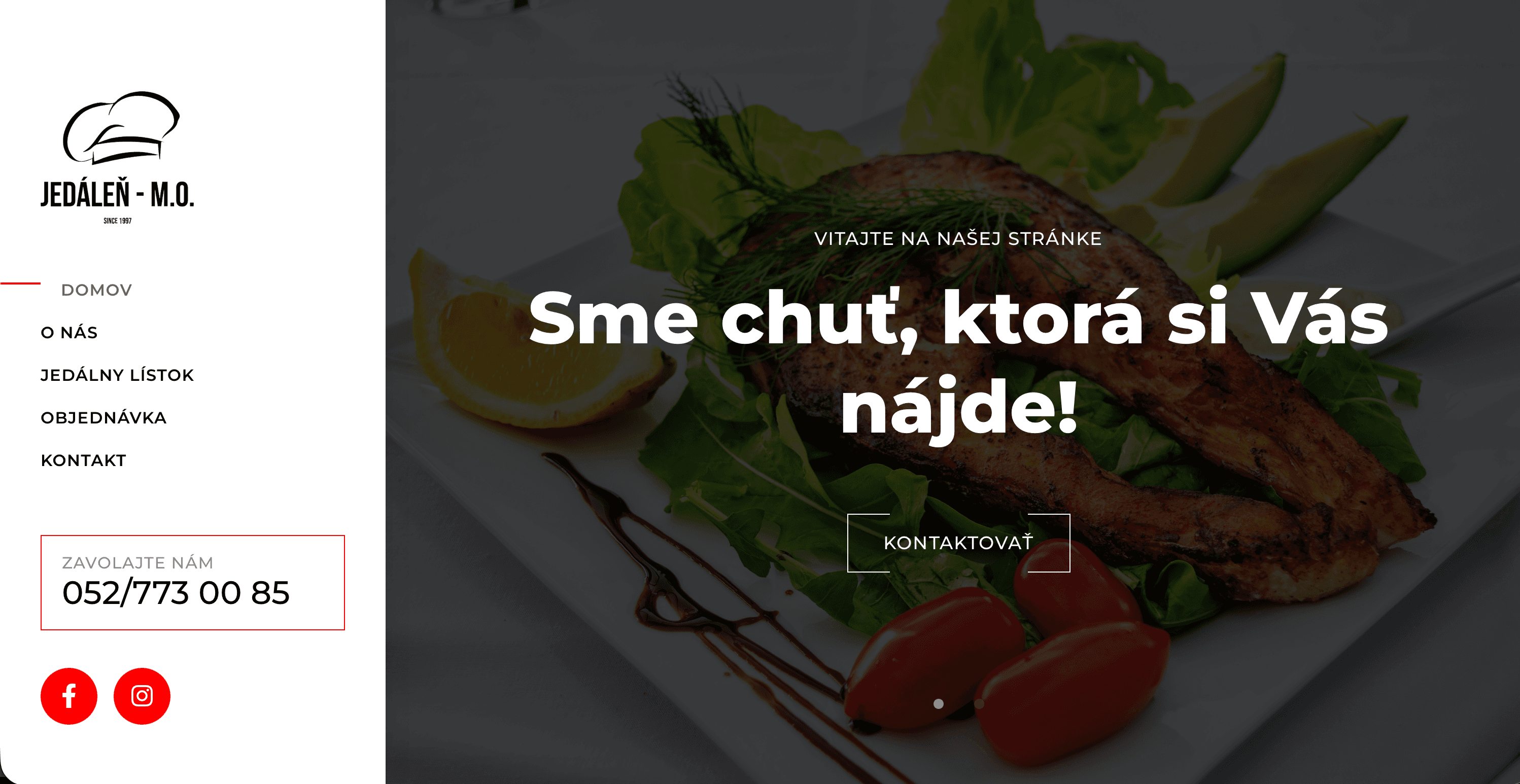 Webová stránka pre firmu Jedáleň - M.O., s.r.o.